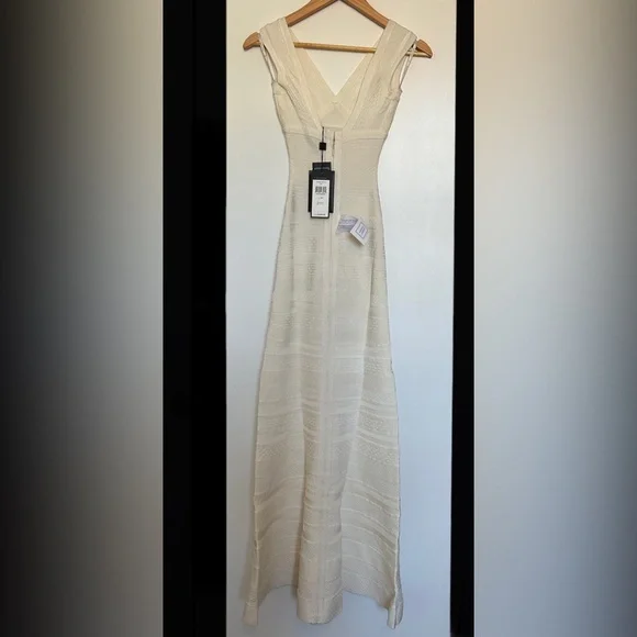 Hervé Léger Esti jacquard-effect bandage white gown - Picture 4 of 13